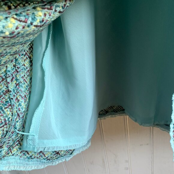 Tapemeasure Vintage Y2K Blue PInk Tweed Pastel Skirt Bow Detail Slit w Slip - 18 - Picture 13 of 16